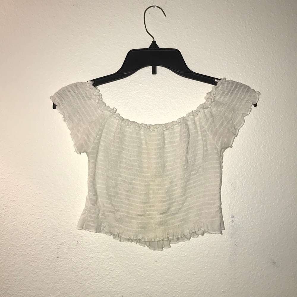 White off the shoulder ruffle top